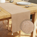 Embossed Velvet Beige Table Runner