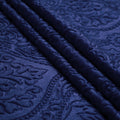 Embossed Velvet Navy Blue Fabric by Meter