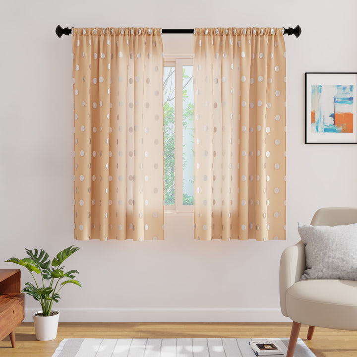 Polyester Dollar Beige Curtain (Pack of 2)