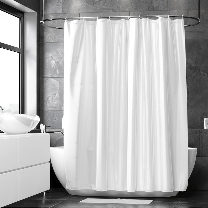 Polyester White Shower Curtain (Pack of 1)