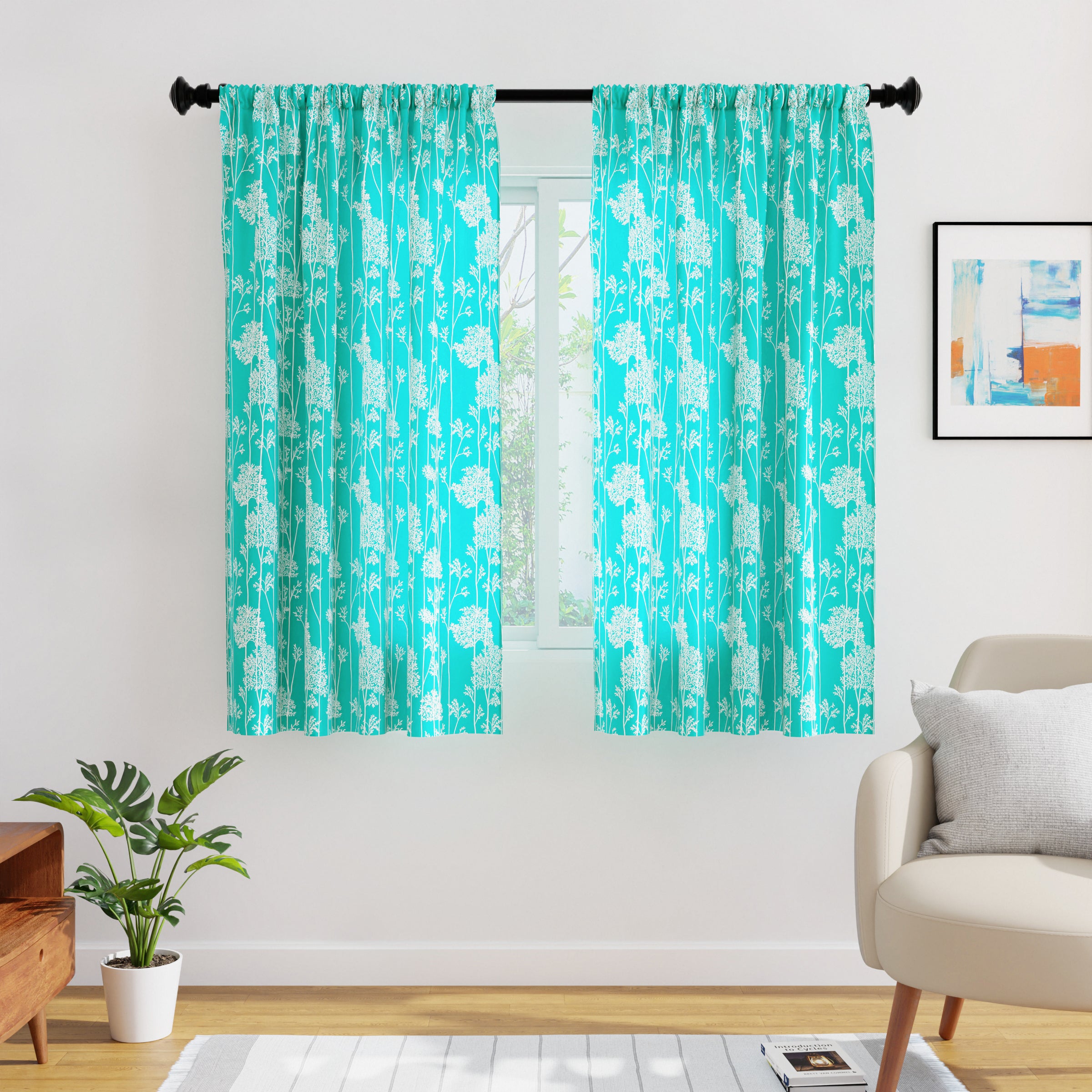 Micro Blotch Teal Curtain (Pack of 2)