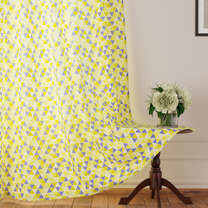Polyester Triangles Lime Curtain (Pack of 2)