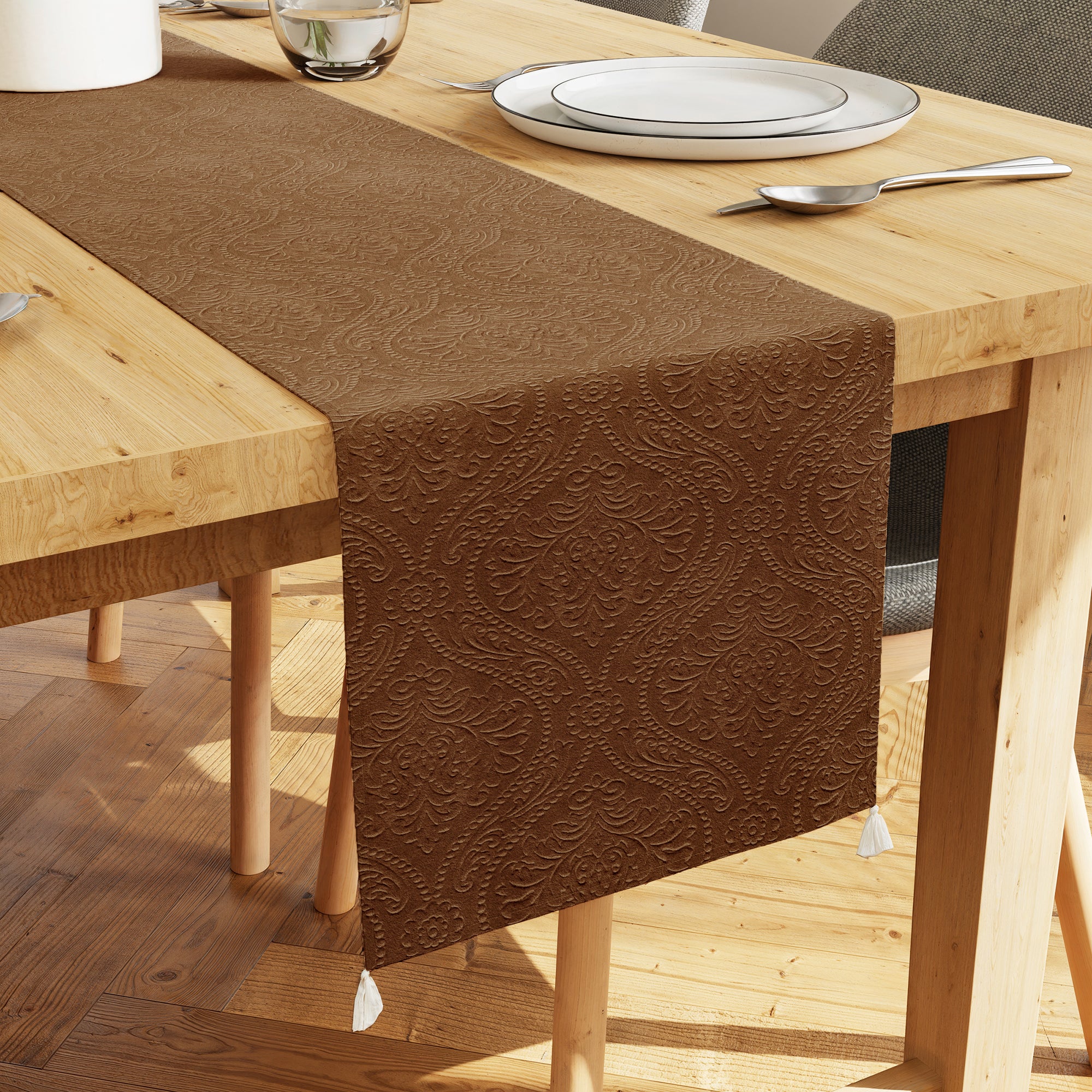 Embossed Velvet Coffee Table Runner