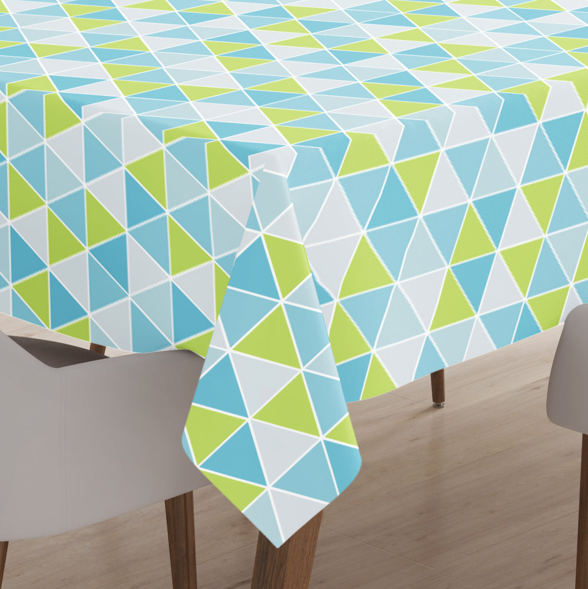 Polyester Big Triangles Aqua Table Cloth (Pack of 1)