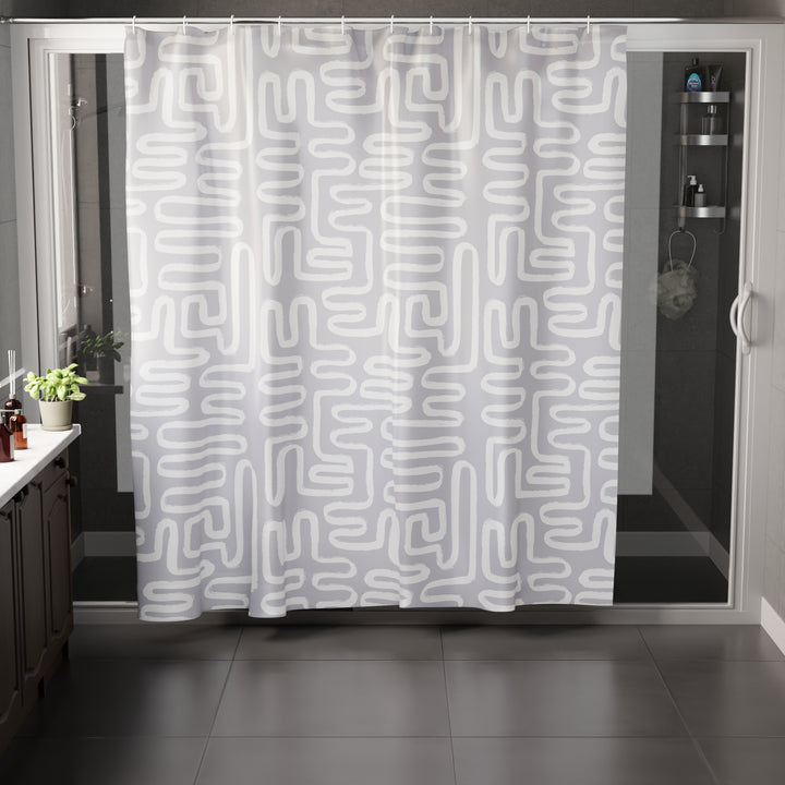 Polyester Boho Maze Grey Shower Curtain (Pack of 1)