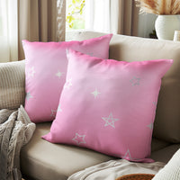 Blackout Polyester Star Pink Cushion Cover (Pack of 2)