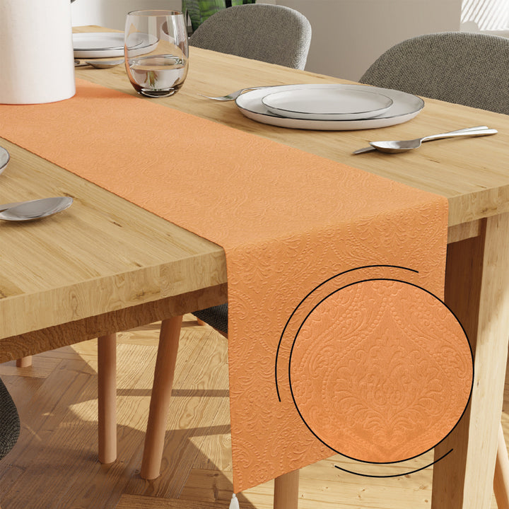 Embossed Velvet Peach Table Runner