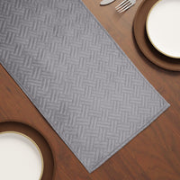 Quilted Velvet Light Grey Table Runner