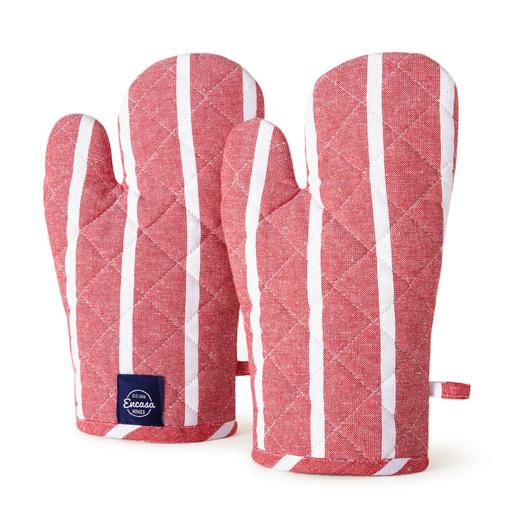 Cotton Roma Red Stripes Oven Gloves (Pack of 2)