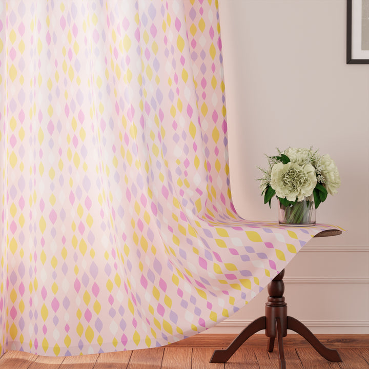 Polyester Teardrops Pink Curtain (Pack of 2)