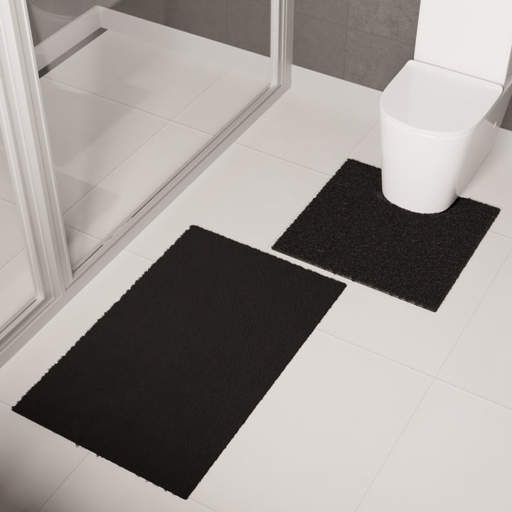 Cotton Black Bathmat (Pack of 2)