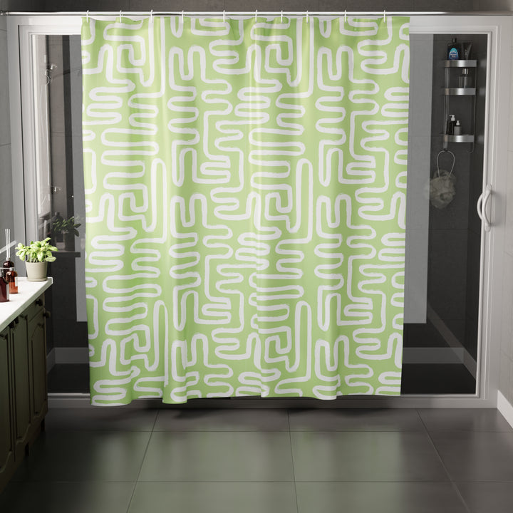 Polyester Boho Maze Sage Shower Curtain (Pack of 1)