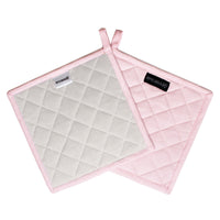 Yarn Dyed Cotton Light Pink & Light Grey Potholder (Pack of 2)