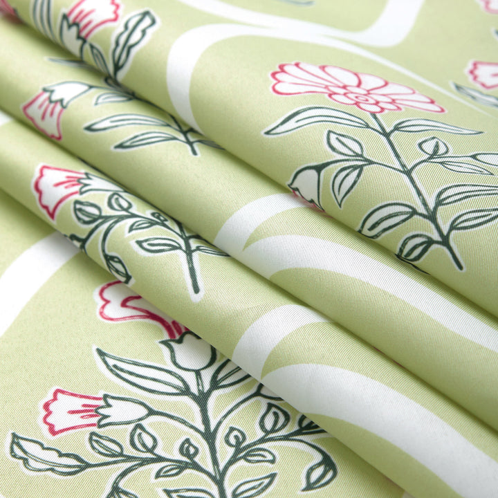 Printed Satin Fabric by Meter | Wide - 58 Inch Width (147 cm) | Soft Polyester Cloth for Curtains, Cushion Covers, Dresses, Kurtis, Crafts, Craft Sewing & Home Decor