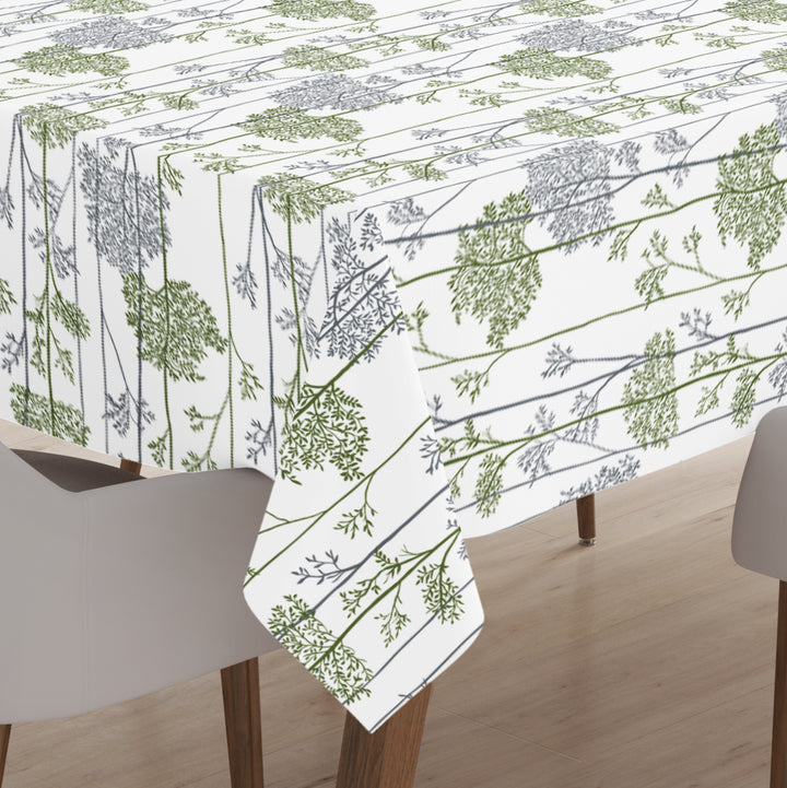 Polyester Green Branches Table Cloth (Pack of 1)