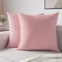 Cotton Ticking Red Cushion Cover (Pack of 2)