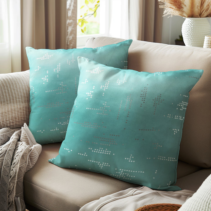 Blackout Polyester Citylight Teal Cushion Cover (Pack of 2)