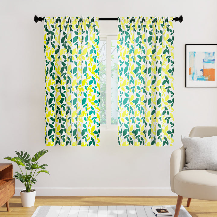 Polyester Leaves Curtain (Pack of 2)