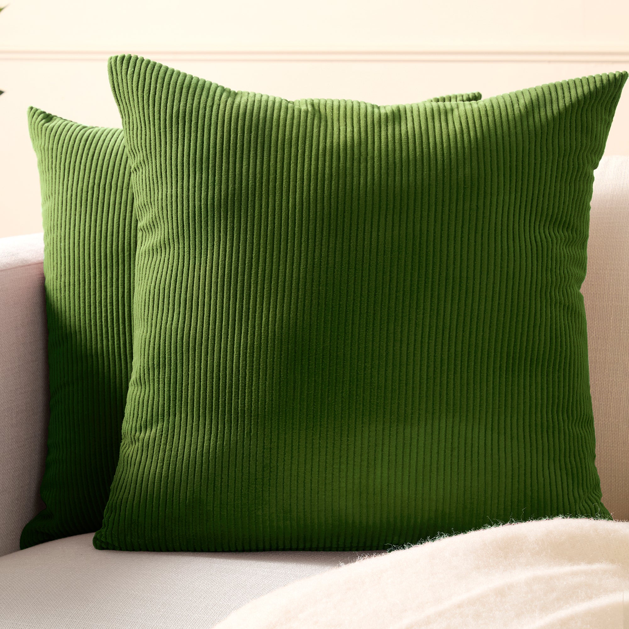Corduroy Military Green Cushion Cover (Pack of 2)