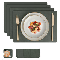 2 Sided Leather Olive Placemat + Coaster
