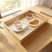 Leather Light Gold Leather Serving Tray