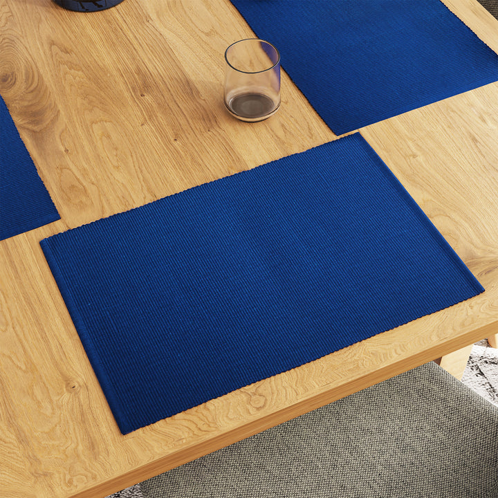 Cotton Solid Blue Placemat (Pack of 6)
