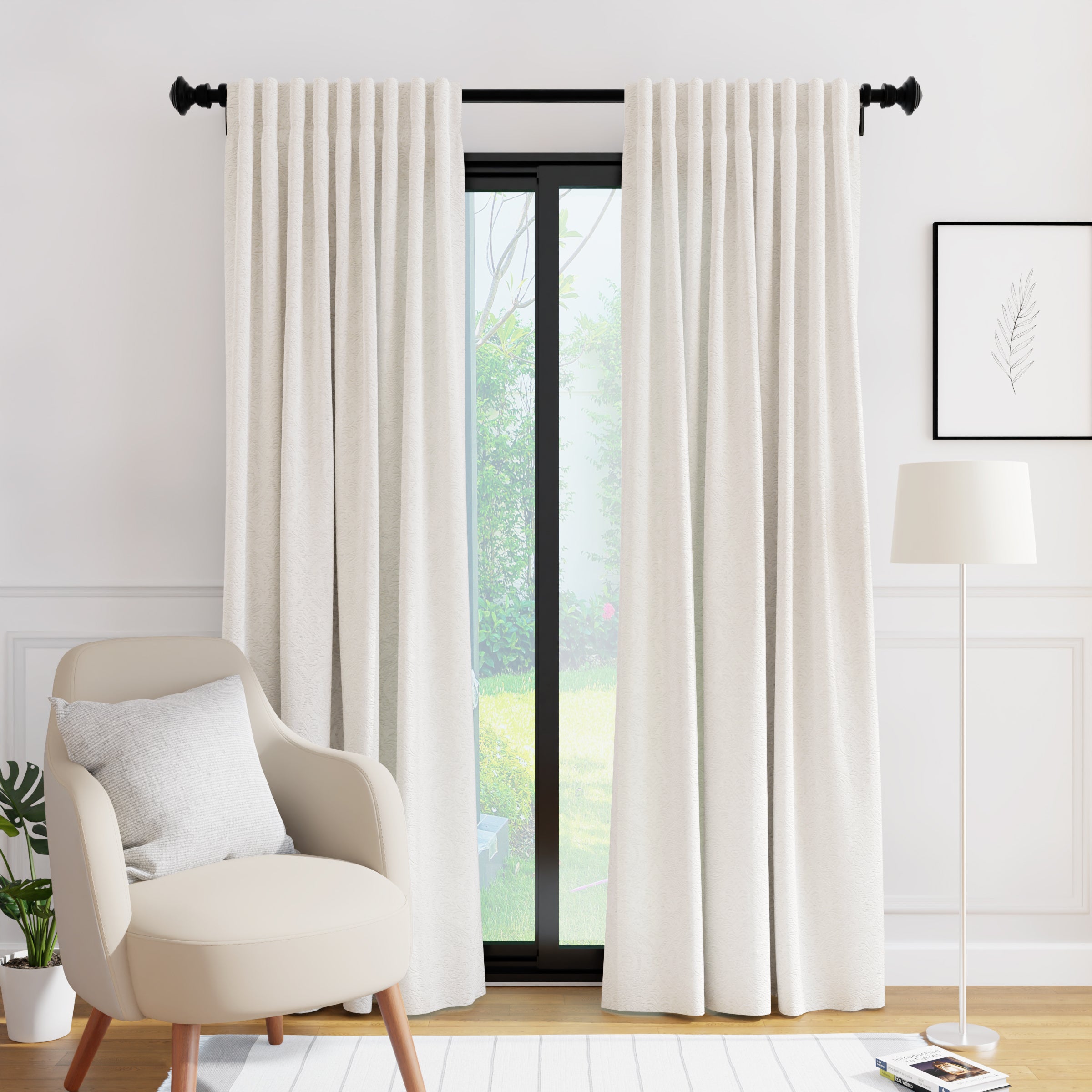 Embossed Velvet Cream Curtain