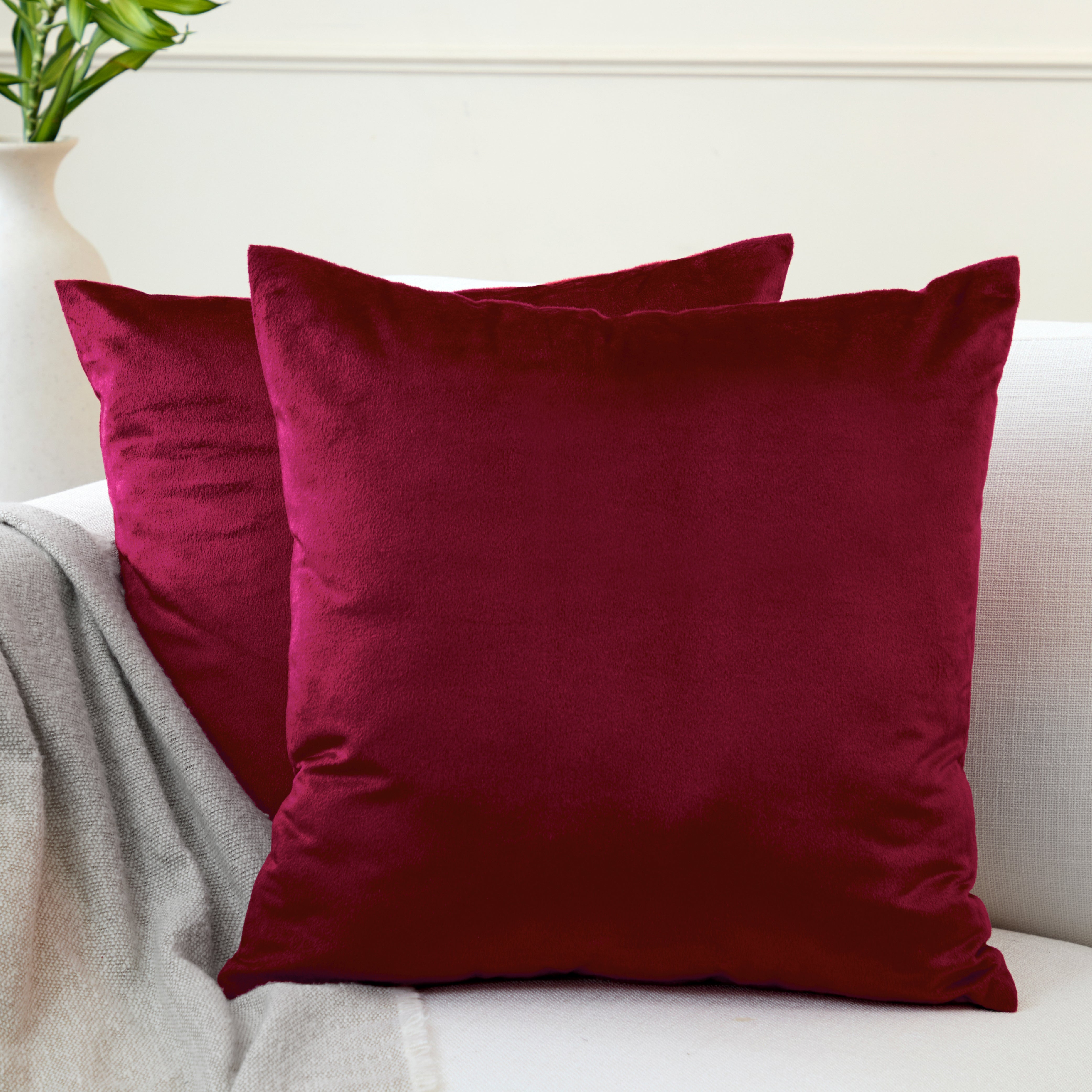 Velvet Maroon Cushion Cover (Pack of 2)
