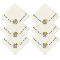 Damask Cotton Festive Gold & Silver Table Napkin (Pack of 6)
