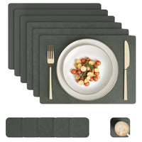 2 Sided Leather Olive Placemat + Coaster