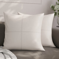 PVC Leather Cream Stitch Cushion Cover (Pack of 2)