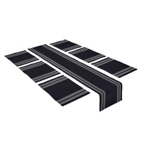 Cotton Ladder Black Table Runner+Placemat (Pack of 7)