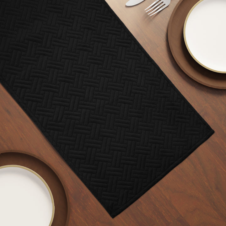 Quilted Velvet Black Table Runner