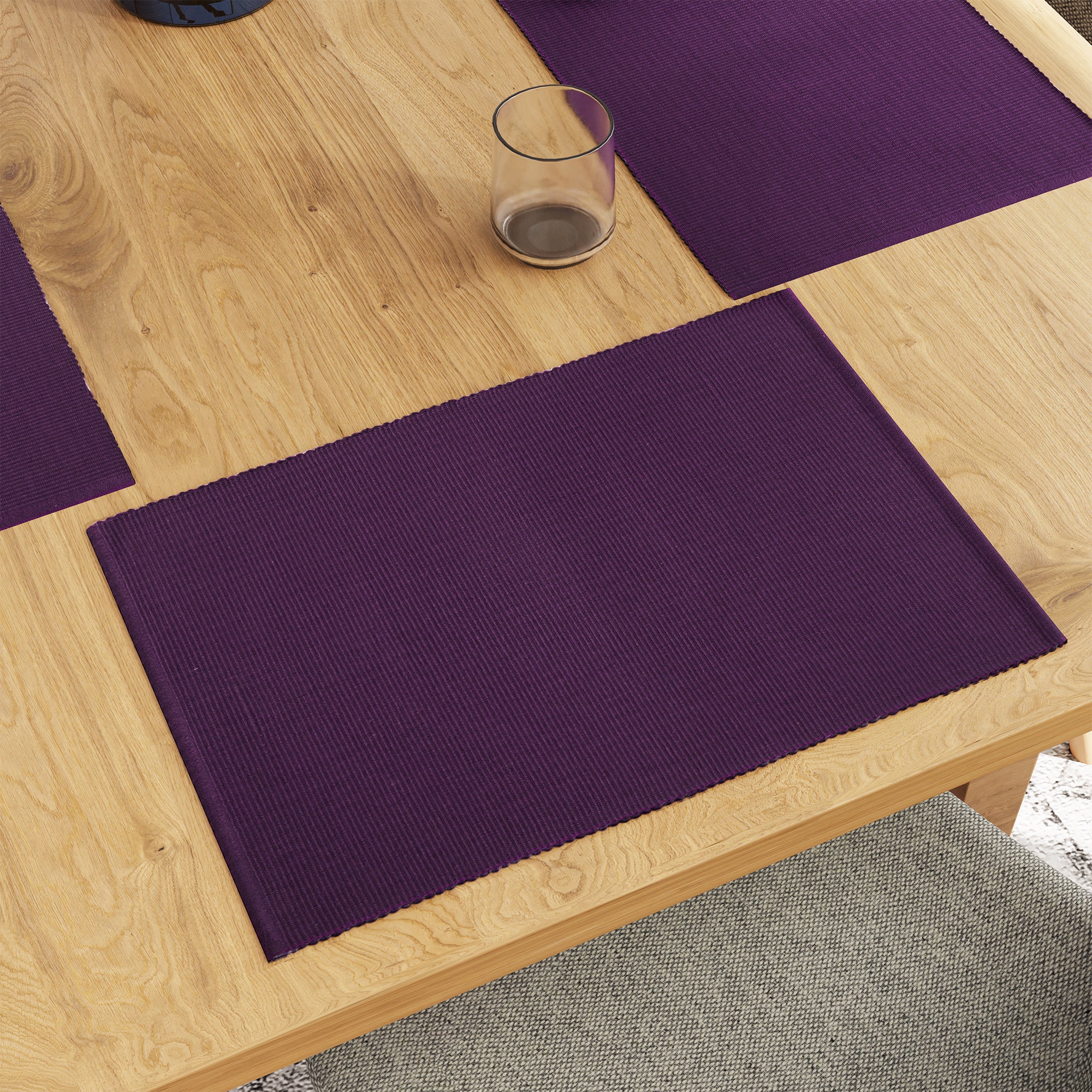 Ribbed Cotton Purple Placemat (Pack of 6)