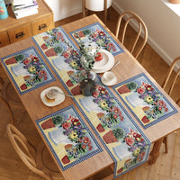 Cotton Flowerpot Table Runner+Placemat (Pack of 5)