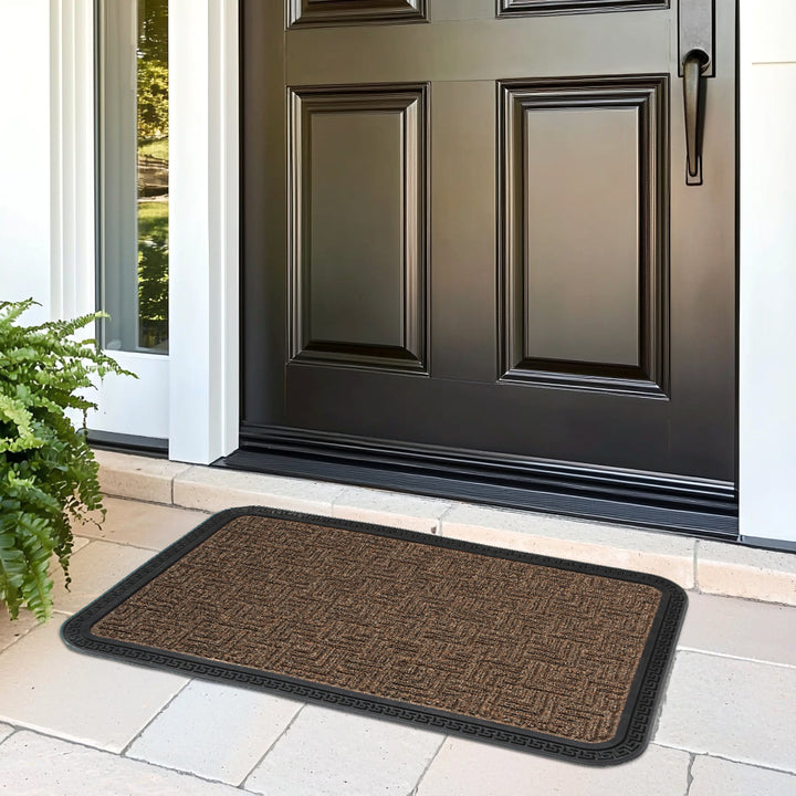 Polypropylene Main Door Entrance Mats Welcome Mat with Rubber Border | Anti Slip Rubber Backing | Ideal for Home, Outdoor, Balcony, Office | Pack of 1