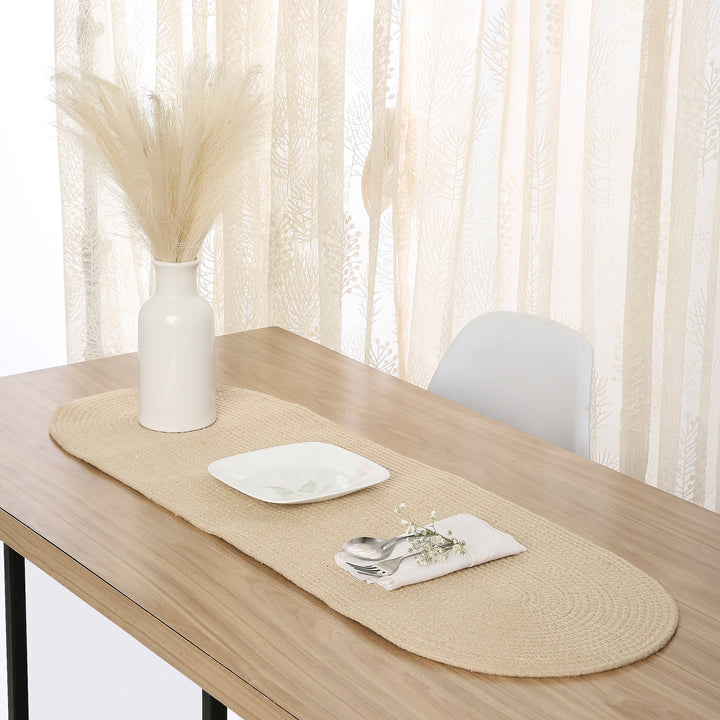 Cotton Beige Table Runner (Pack of 1)