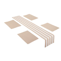 Cotton Franca Beige Table Runner+Placemat (Pack of 5)