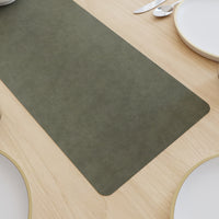 2 Sided Leather Olive Table Runner (Pack of 1)