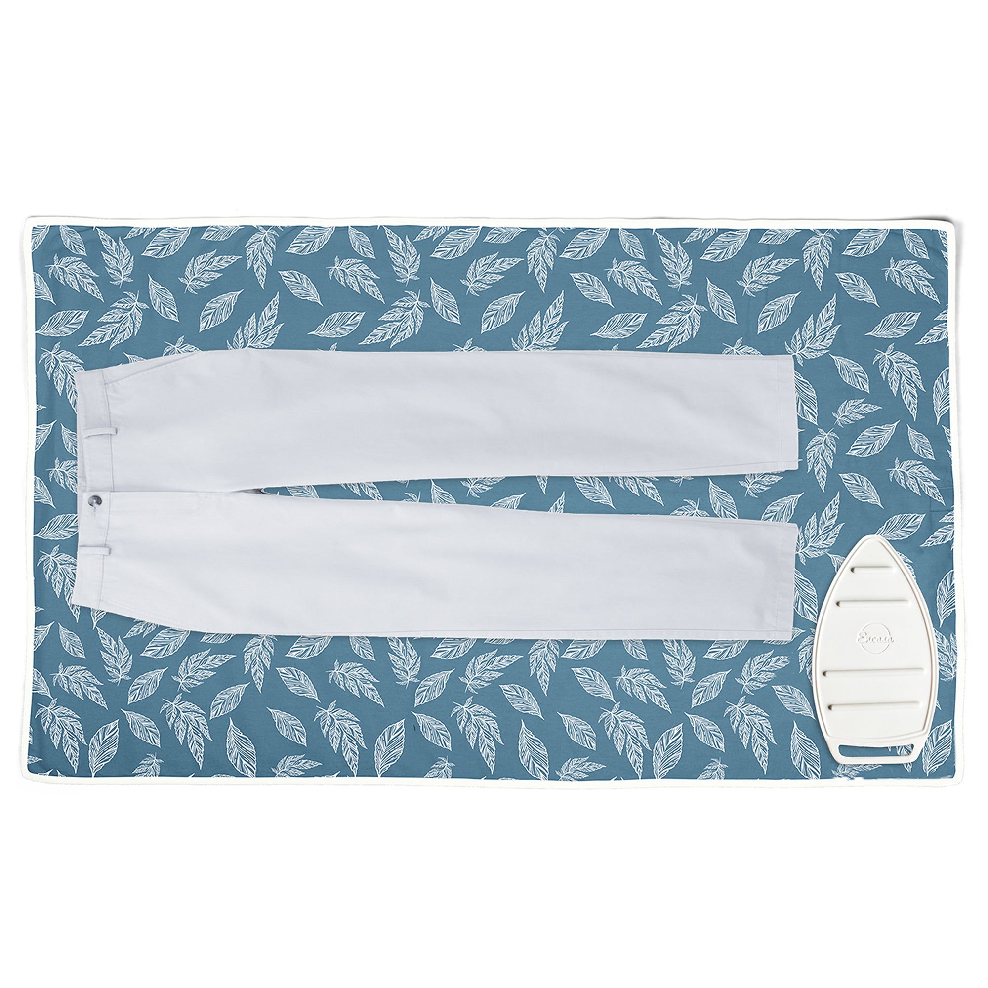 20s Sheeting Big Leaves Blue Ironing Mat (Pack of 1)