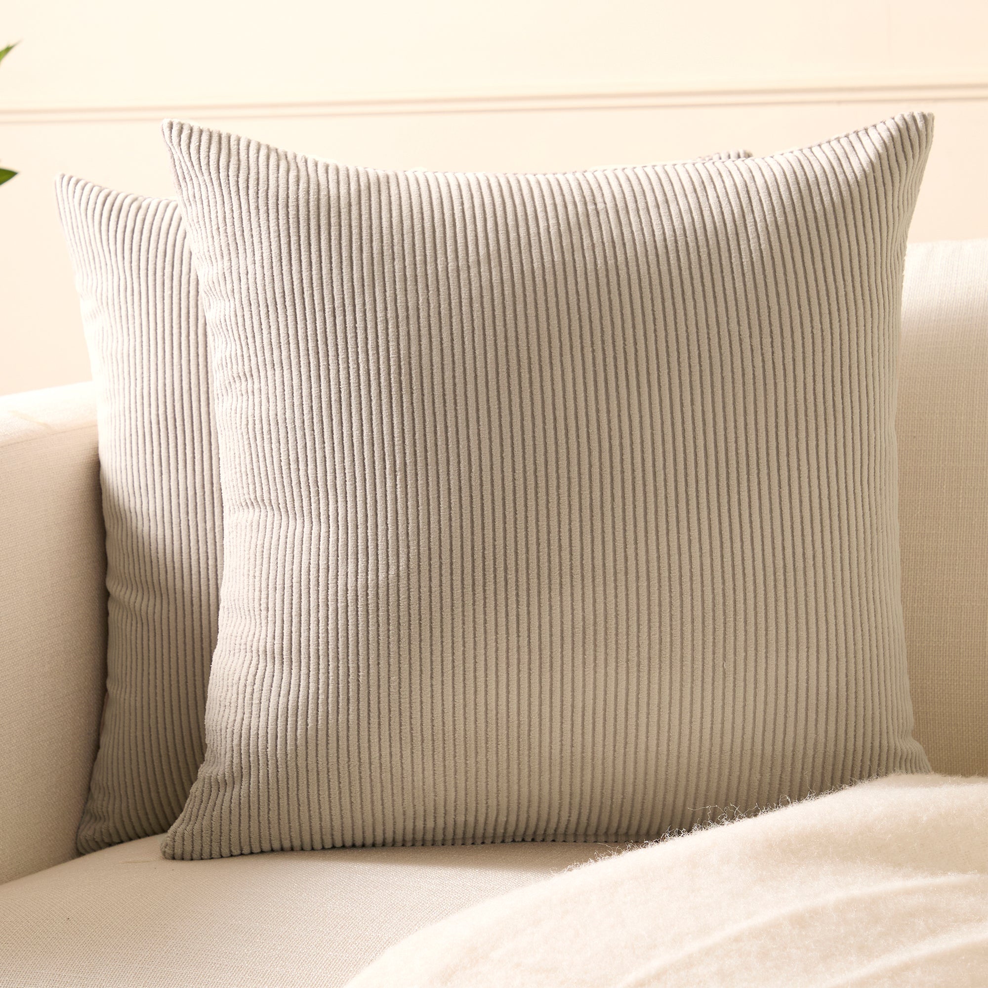 Corduroy Light Grey Cushion Cover
