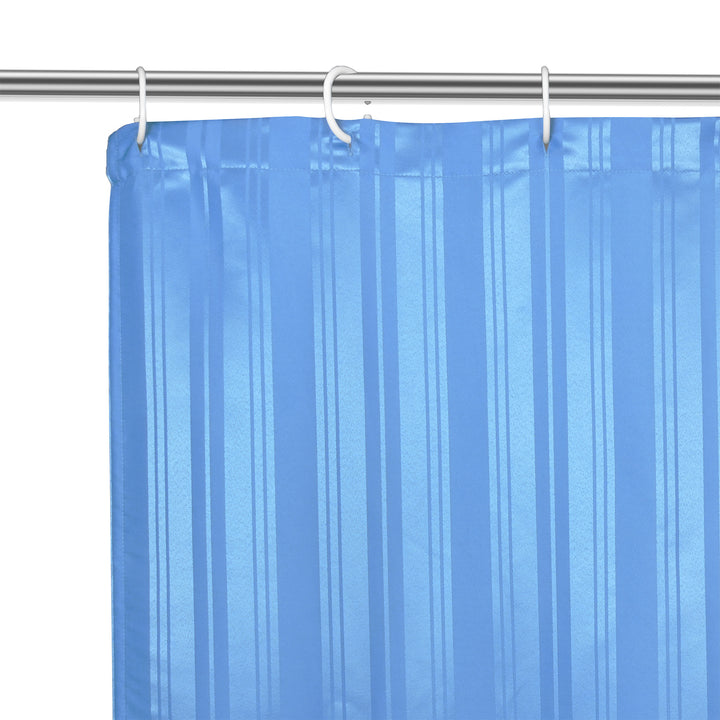 Polyester Stripe Blue Shower Curtain (Pack of 1)