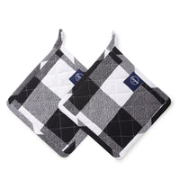 Cotton Buffalo Black Checks Pot Holders (Pack of 2)