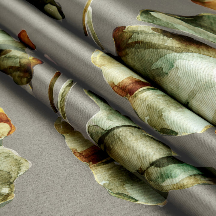 Blackout Polyester Gingko Grey Fabric 1 Meter