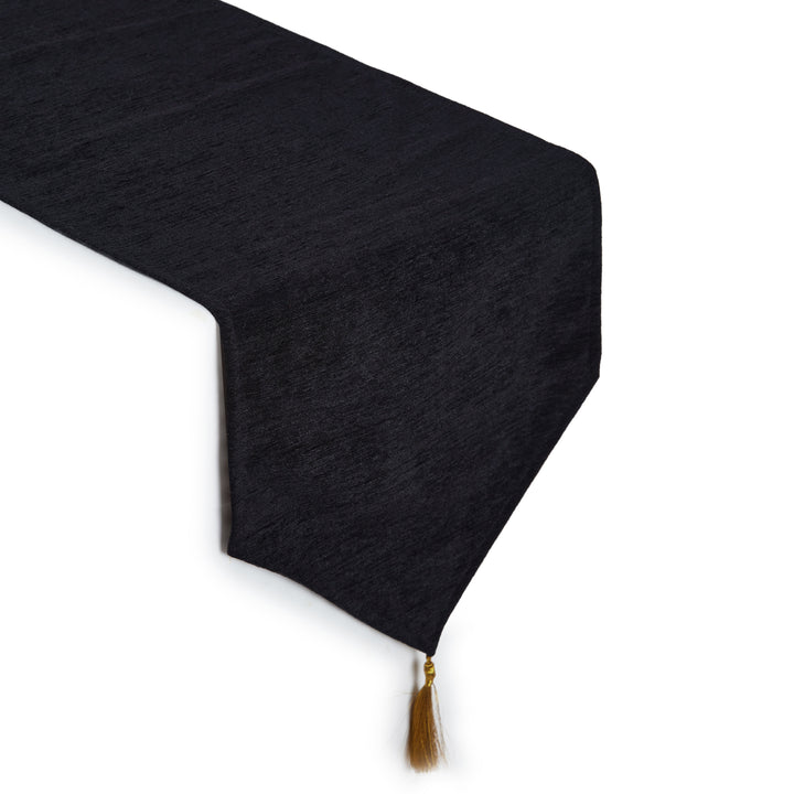 Chenille Black Table Runner (Pack of 1)