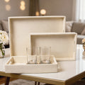 Leather Cream Leather Serving Tray Combo