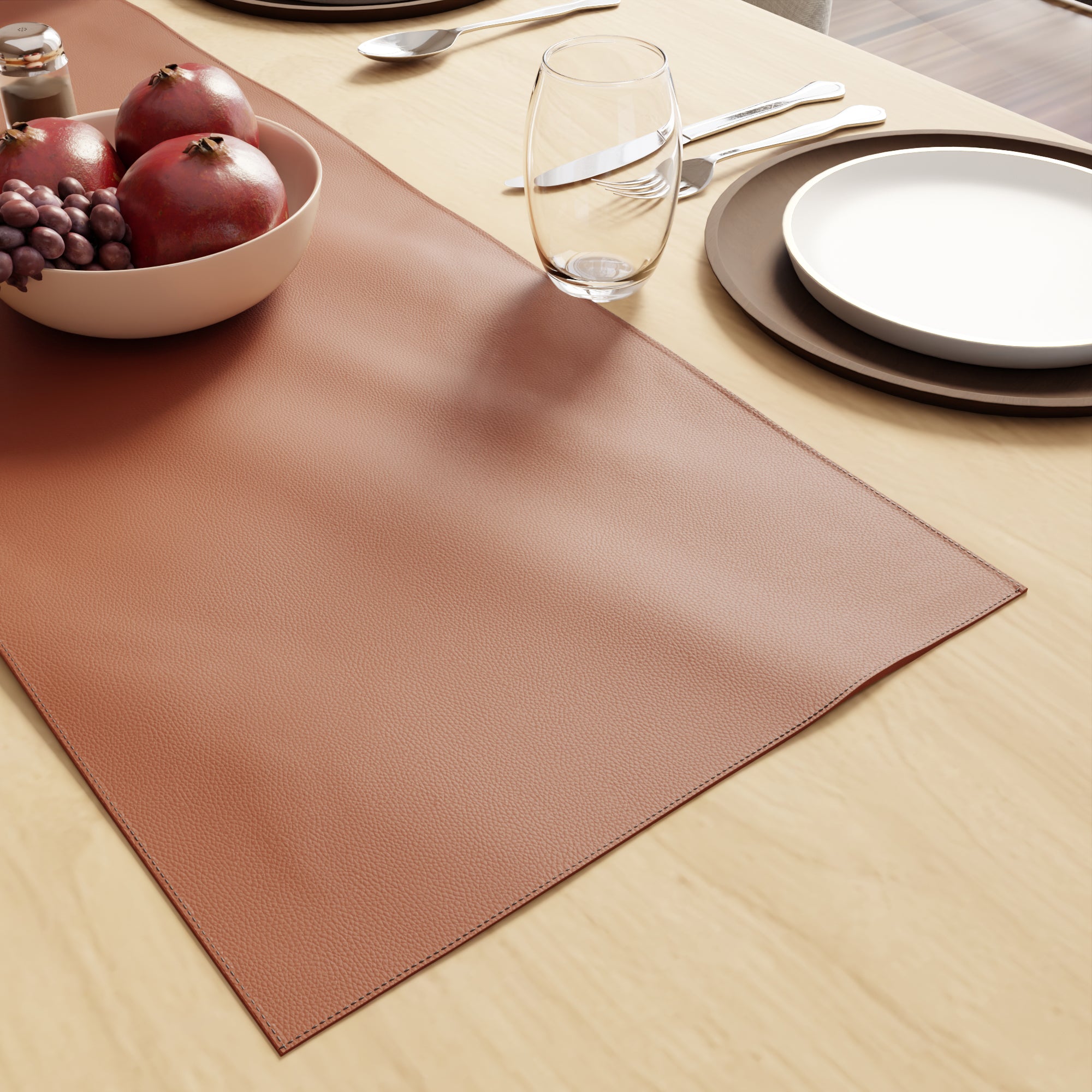 PVC Leather Tan Table Runner