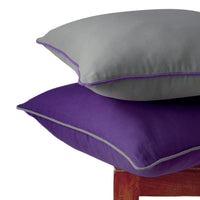 Cotton Grey+Purple Cushion Cover (Pack of 2)
