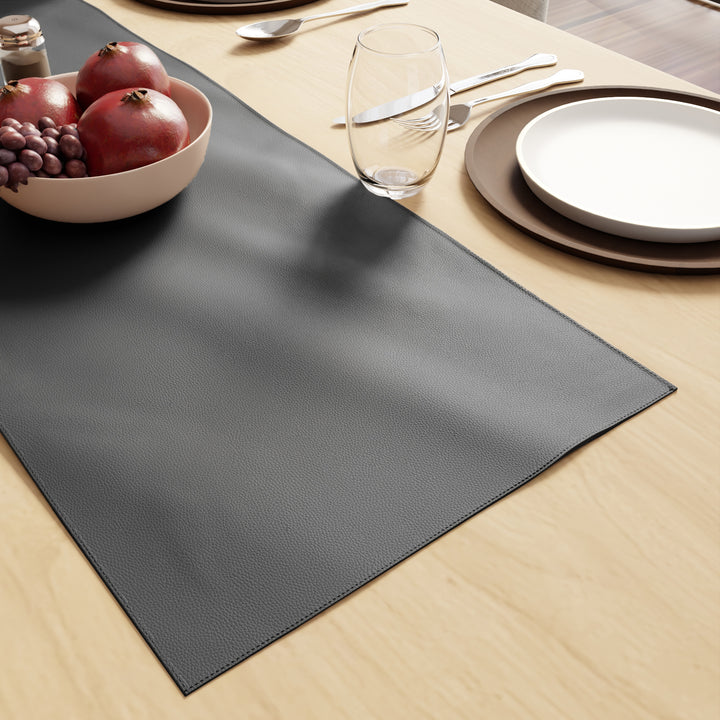 PVC Leather Dark Grey Table Runner (Pack of 1)