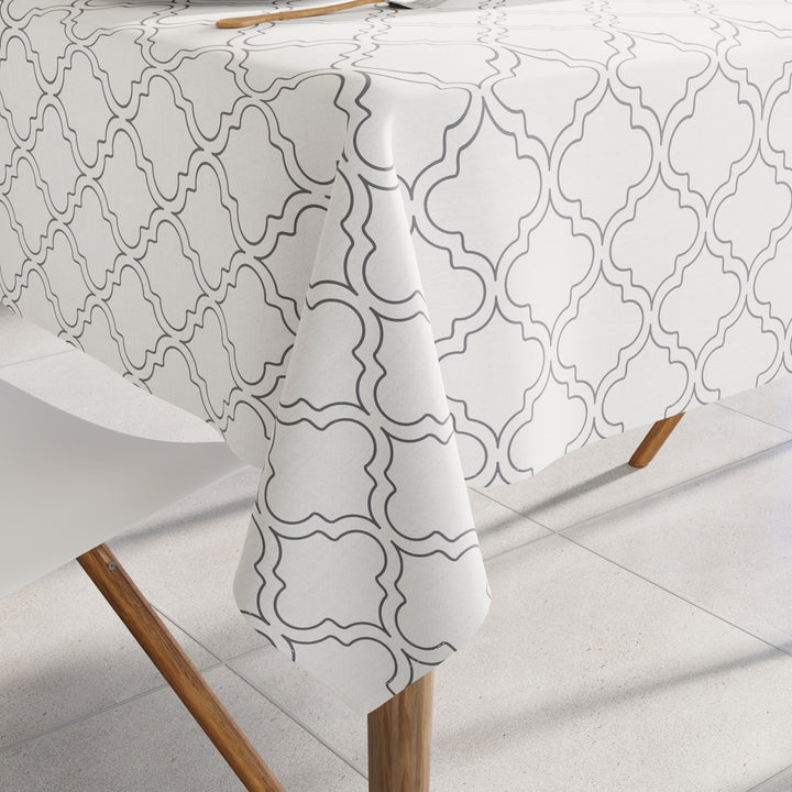 Cotton White Tiles Table Cloth (Pack of 1)